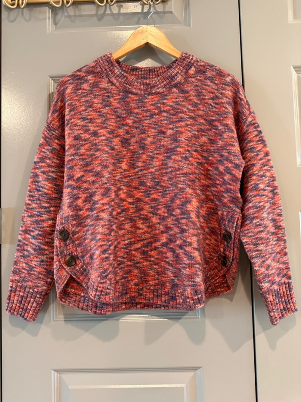 Madewell Multicolor Crewneck Sweater in Red and Blue Tones